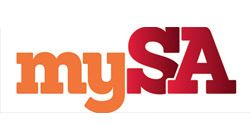 The logo for my sa is red and orange on a white background.