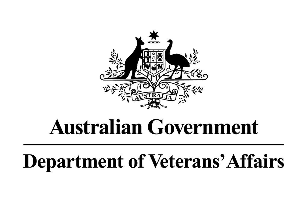 Australian Government logo for the Department of Veterans' Affairs: Coat of arms with text.