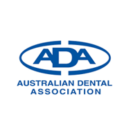 Australian Dental Association logo: blue oval with 