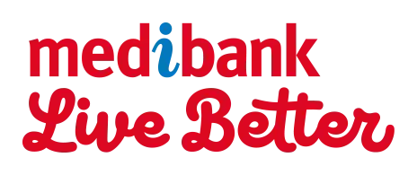 Medibank logo, red text with a blue 