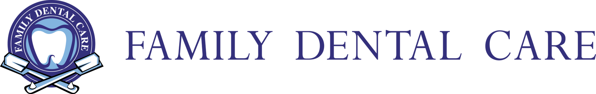 The logo for family dental care shows a tooth and crossbones.
