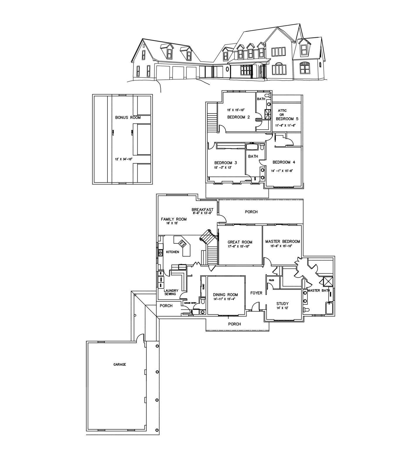 a black and white floor plan of a large house