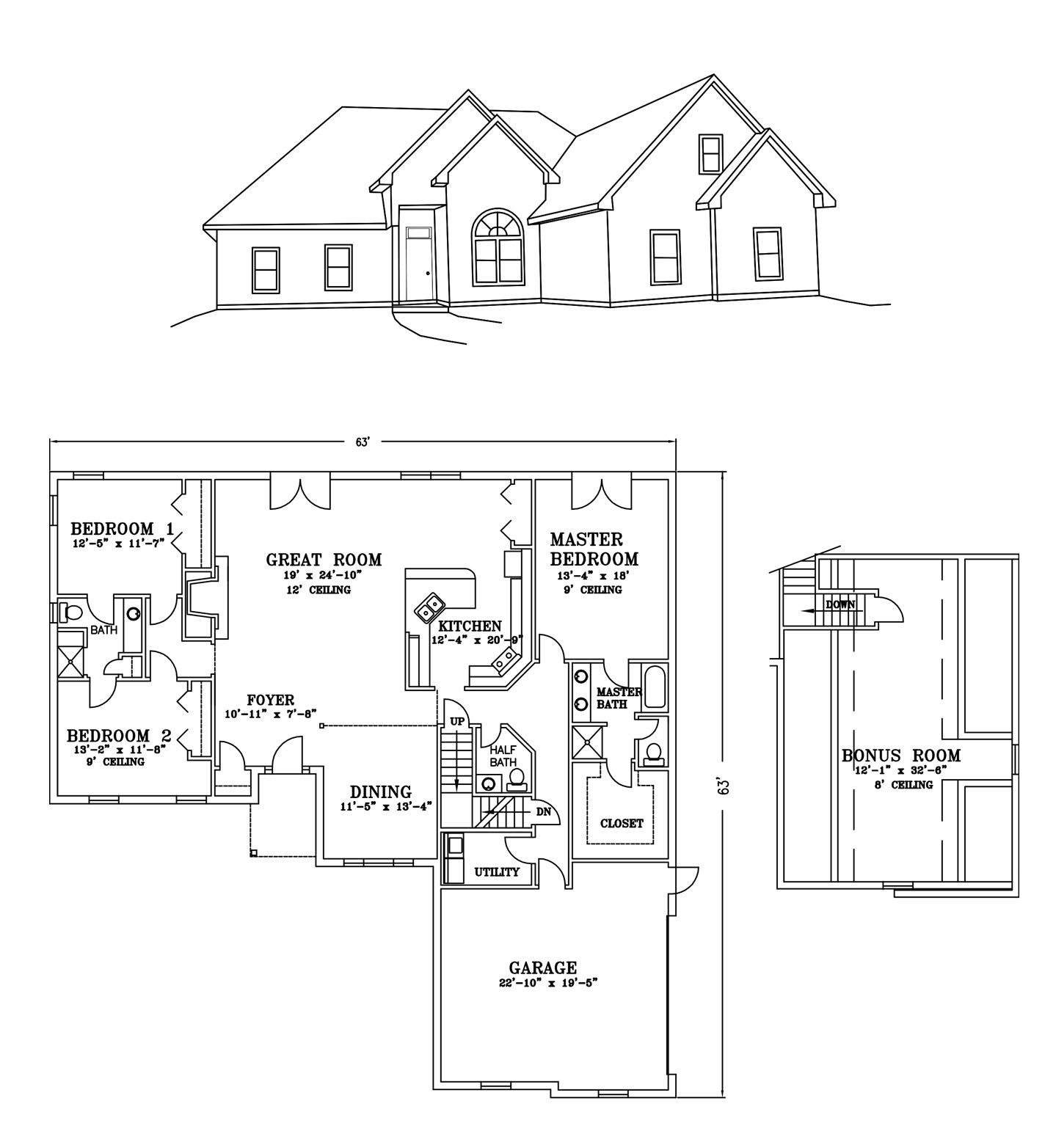 a black and white floor plan of a house