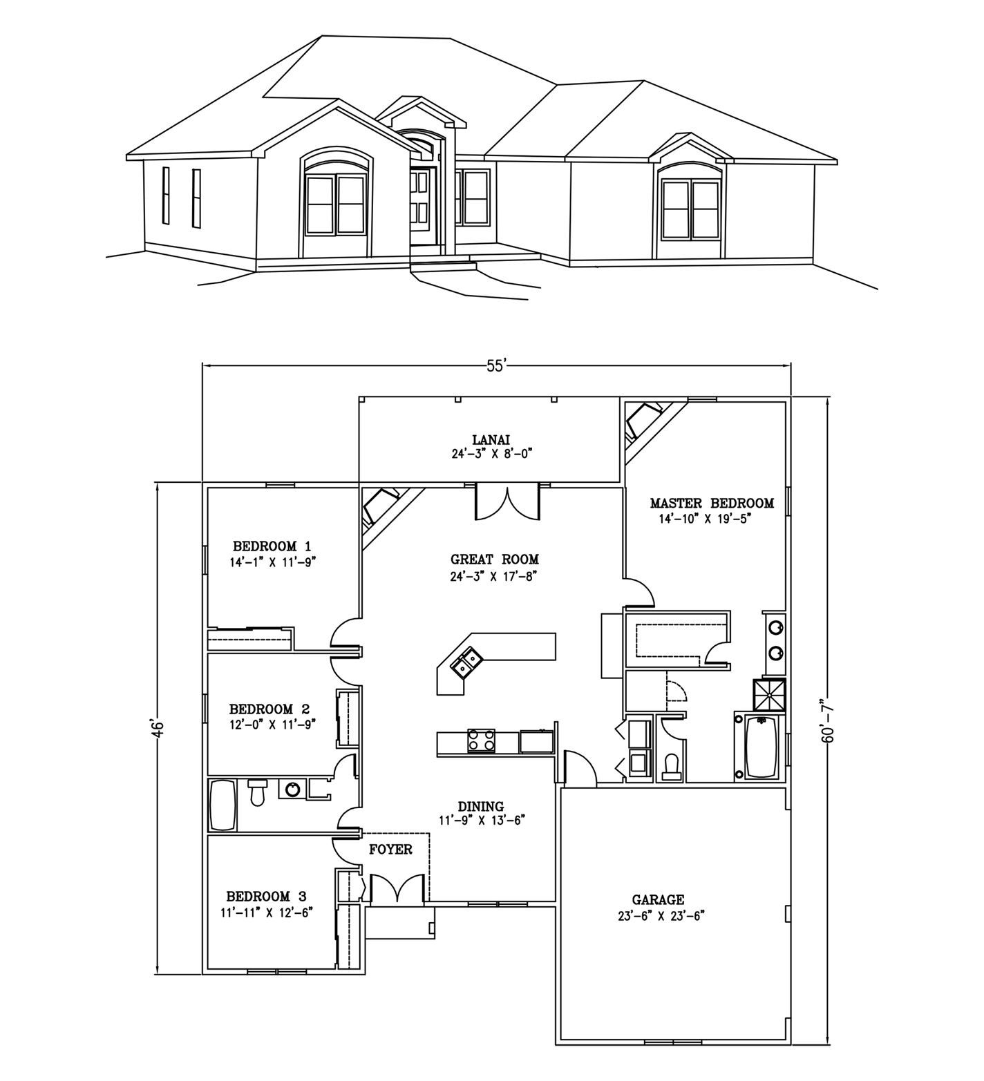 a black and white floor plan of a house .