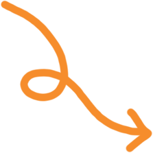 An orange arrow pointing to the right on a white background 
