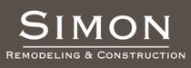 Logo for Simon Remodeling & Construction, white text on a brown background.
