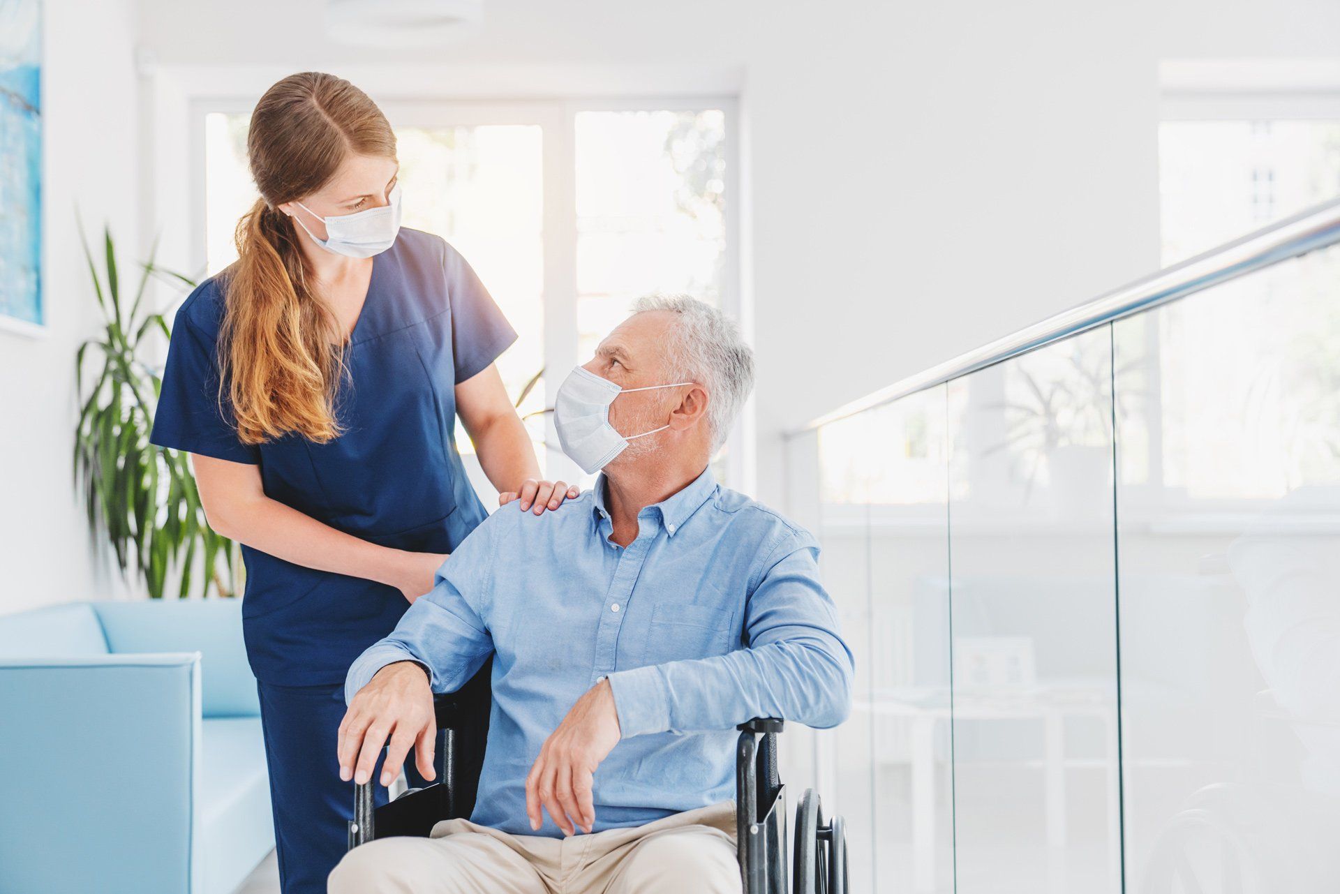 Patient And Nurse Wearing Face Mask — Mason, OH — Acclaim Home Health Services