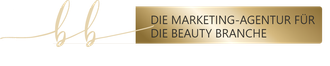 Ein goldenes Schild mit der Aufschrift „Die Marketingagentur für die Beautybranche“