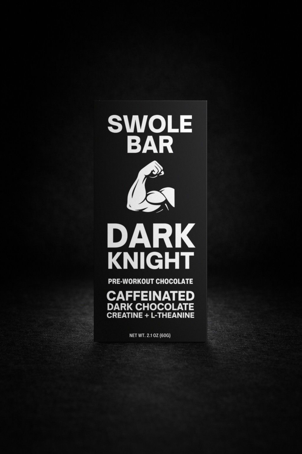 Swole Bar Dark Knight pre-workout dark chocolate bar, 60 g pack