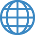A blue globe with squares in it on a white background.