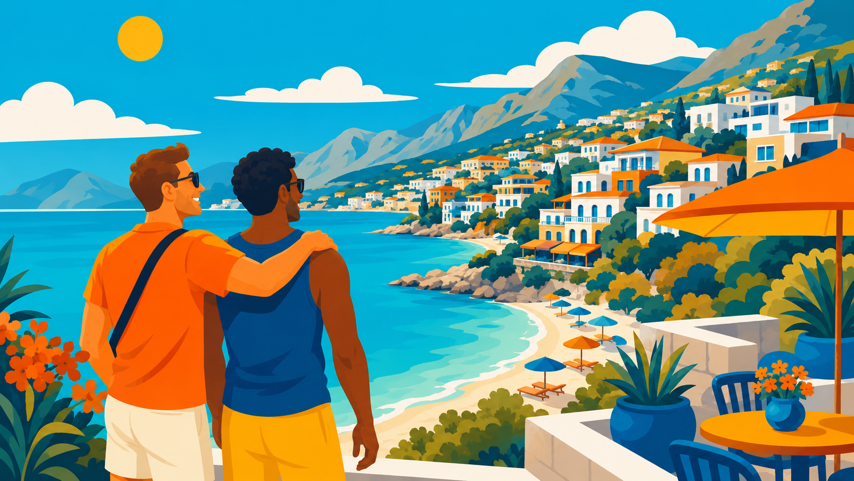 Hidden LGBT+ destinations in Europe travel illustration