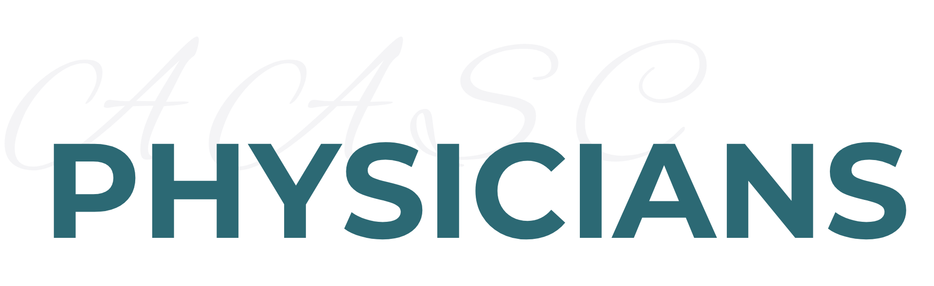 AASC written in light grey and physicians written in dark green.