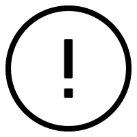 An exclamation point in a circle on a white background.