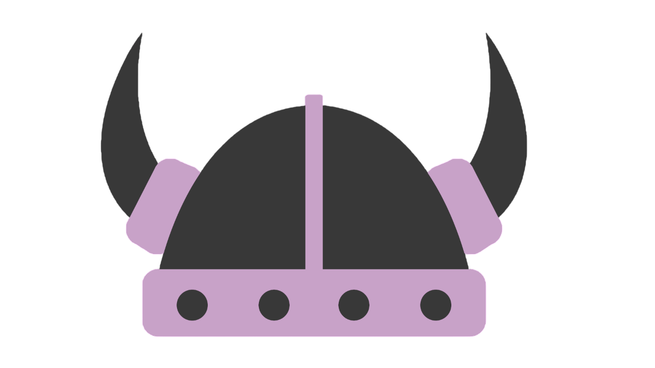 Purple and black Viking helmet with horns.
