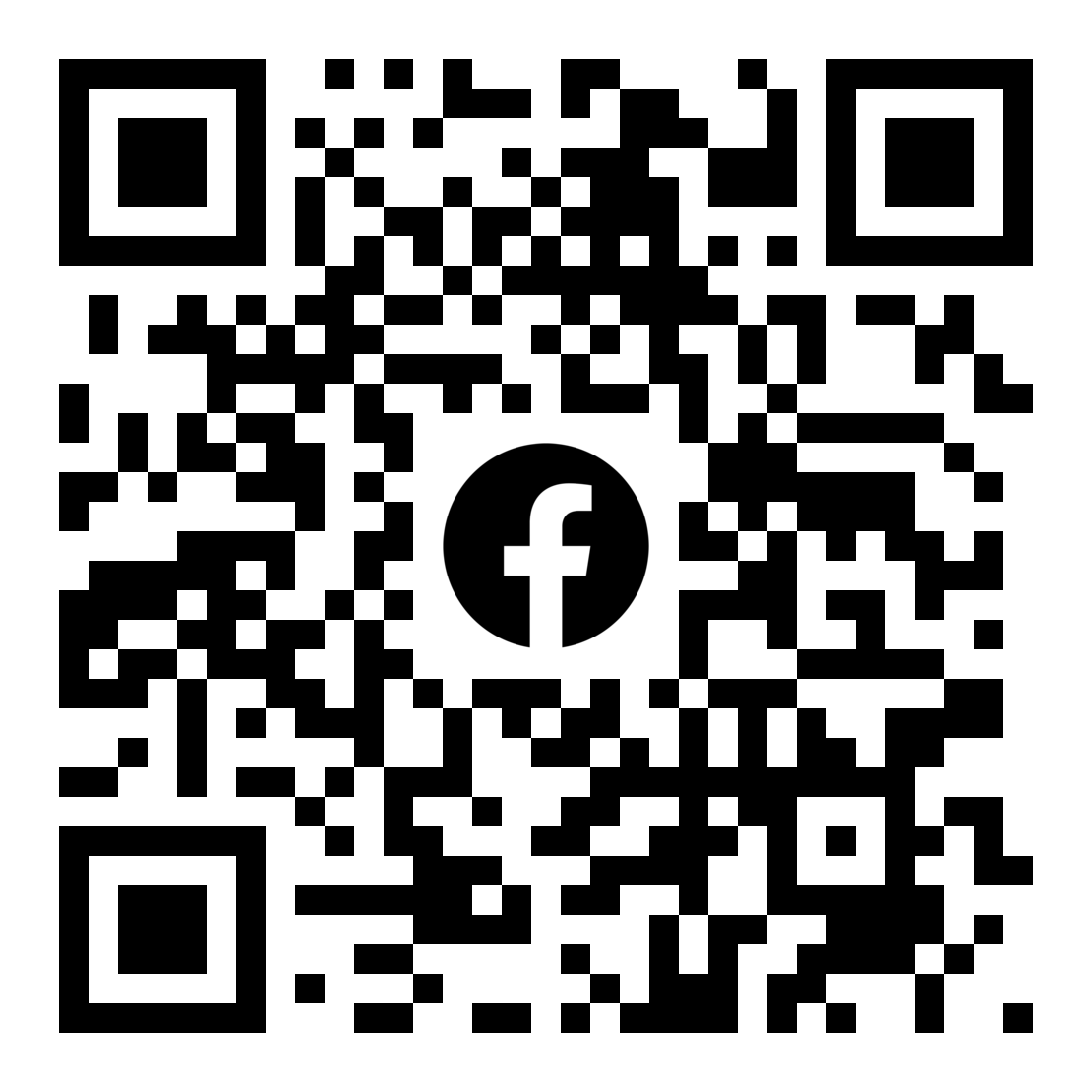 QR code with a Facebook logo in the center.
