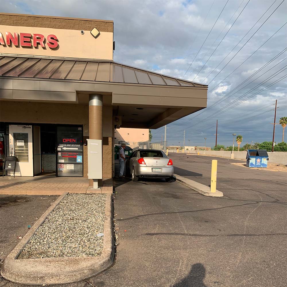 Al's Cleaners exterior showing drive thru