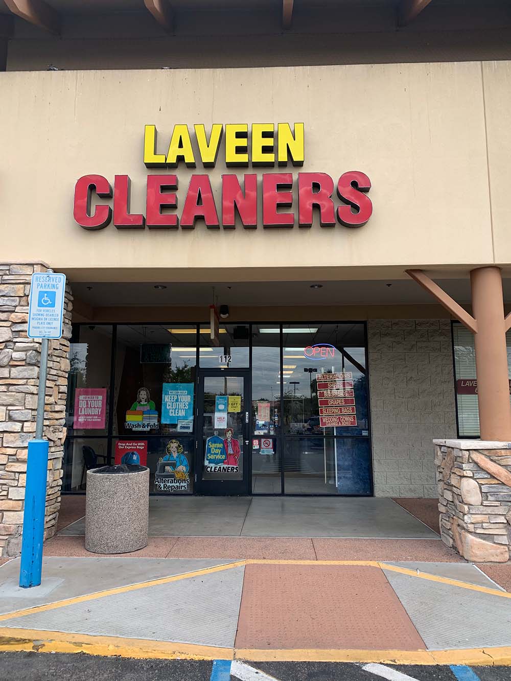Laveen Cleaners exterior storefront and sign