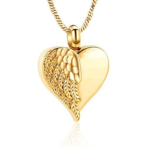 Angel Heart Gold Pendant — Little Treasures Pet Cremation in Bells Park, QLD