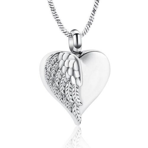 Angel Heart Silver Pendant — Little Treasures Pet Cremation in Bells Park, QLD