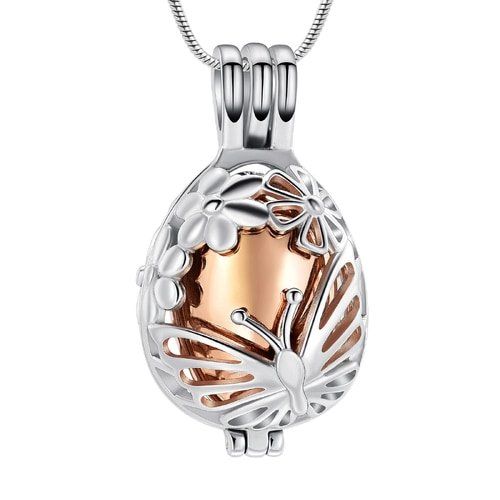 Butterfly Egg Urn Pendant Rose Gold — Little Treasures Pet Cremation in Bells Park, QLD