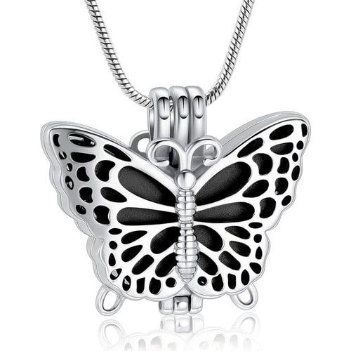 Butterfly Urn Pendant Black — Little Treasures Pet Cremation in Bells Park, QLD