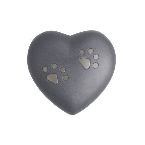 Grey Paws Heaven Keepsake Heart Urn — Little Treasures Pet Cremation in Bells Park, QLD