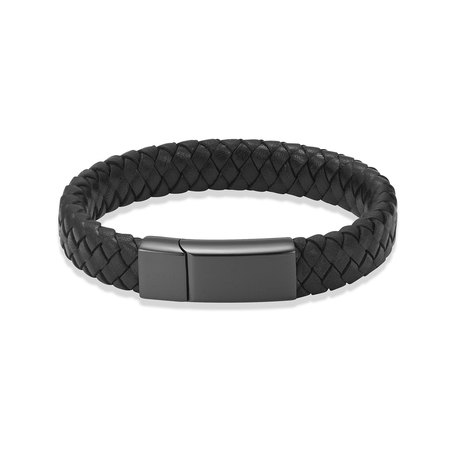 Black Braided Leather Bracelet — Little Treasures Pet Cremation in Bells Park, QLD