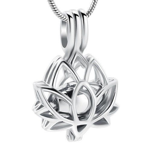 Lotus Urn Pendant Silver — Little Treasures Pet Cremation in Bells Park, QLD