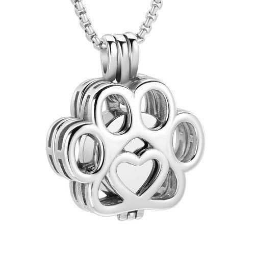 Paw Print Urn Pendant Silver — Little Treasures Pet Cremation in Bells Park, QLD