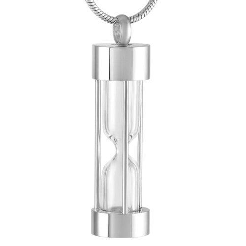 Silver Hourglass Pendant — Little Treasures Pet Cremation in Bells Park, QLD