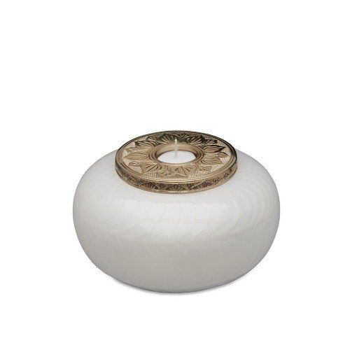 White and Gold Candle Urn — Little Treasures Pet Cremation in Bells Park, QLD