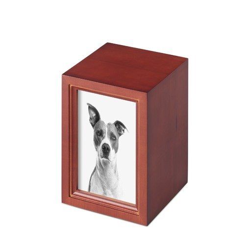 Mahogany Wooden Photo Urn — Little Treasures Pet Cremation in Bells Park, QLD