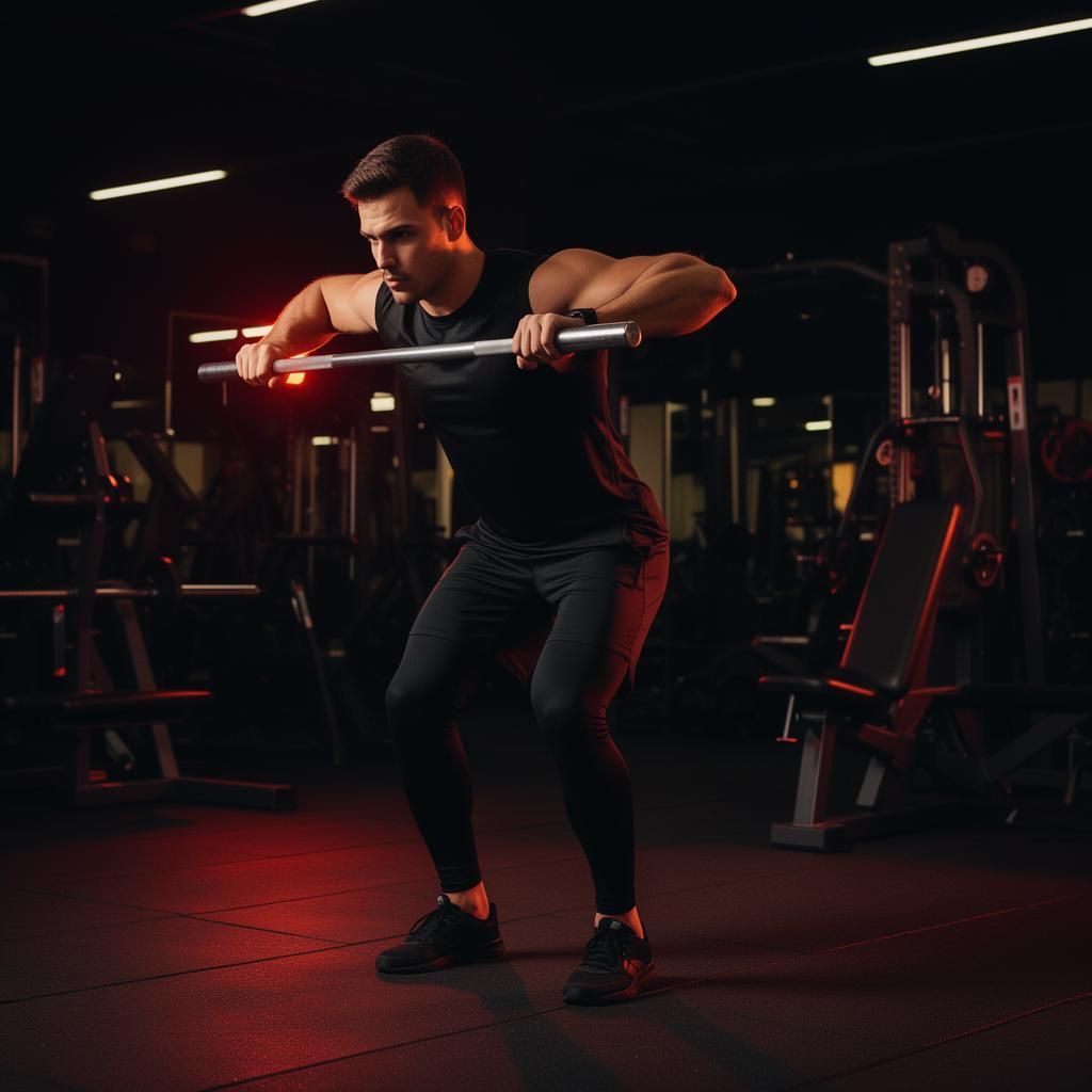 Man lifting barbell in a gym