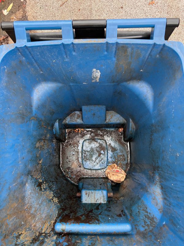 Dirty trash can before Can-Cleaner service