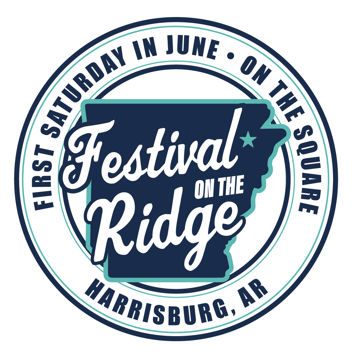 A logo for the first saturday in june festival on the ridge