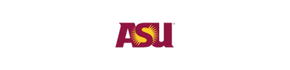 A red and yellow logo for asu on a white background