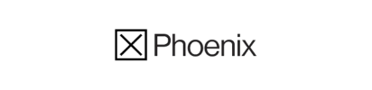 A black and white logo for phoenix on a white background