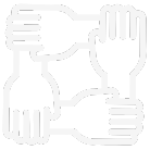 A group of hands holding each other in a circle.