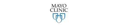 The mayo clinic logo is on a white background.