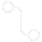 A white line with two circles on it on a white background.