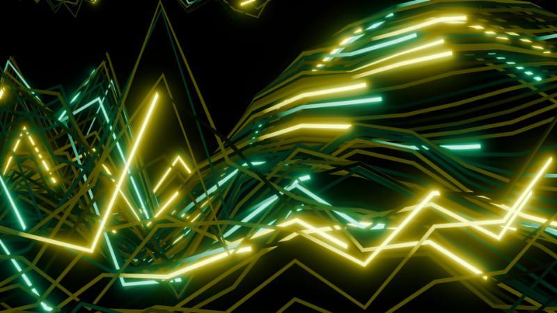 Yello and turquoise neon lights.