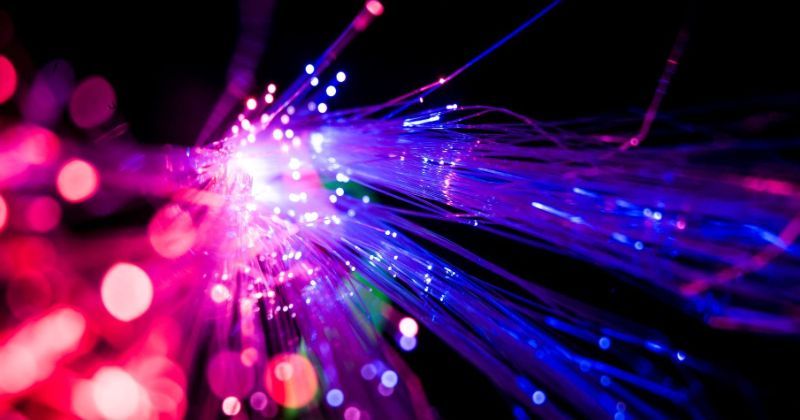 Abstract neon photo of fibre optic cables
