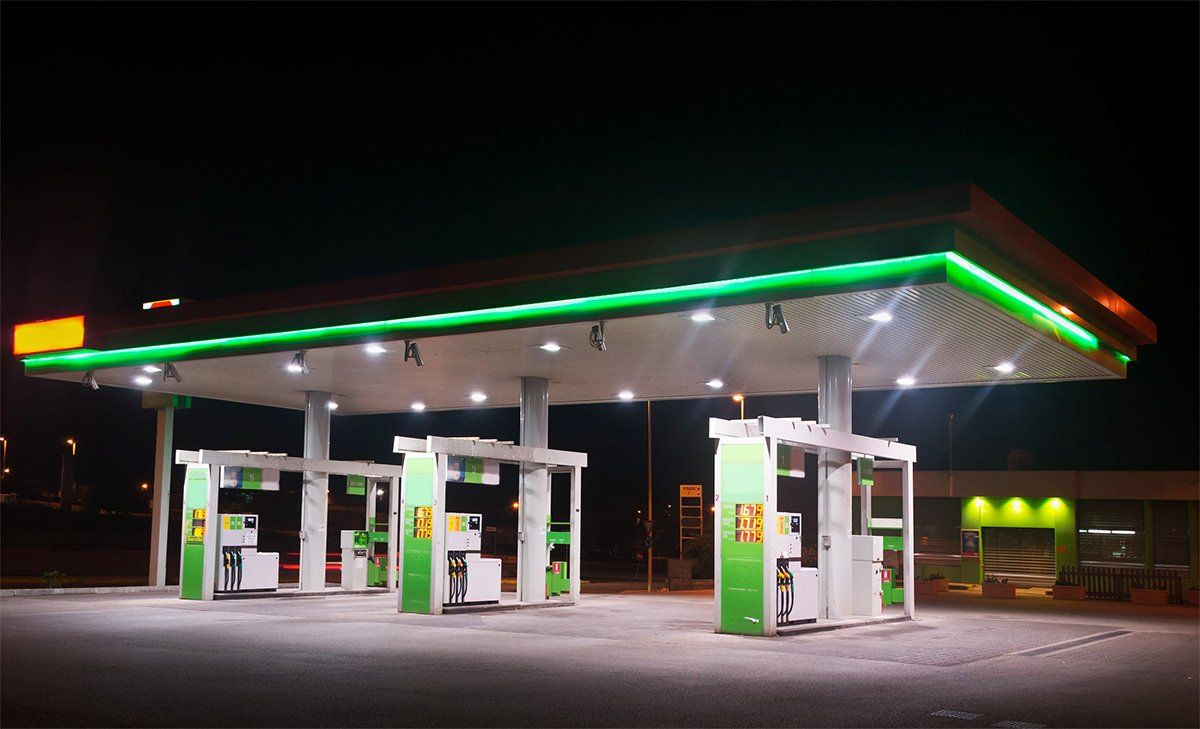 Petrol station forecourt