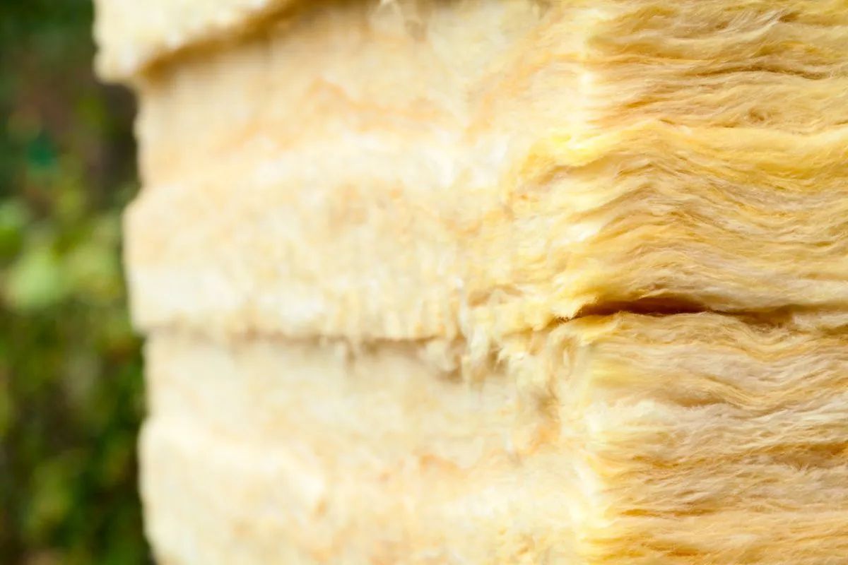 Close-up of mineral wool insulation batts