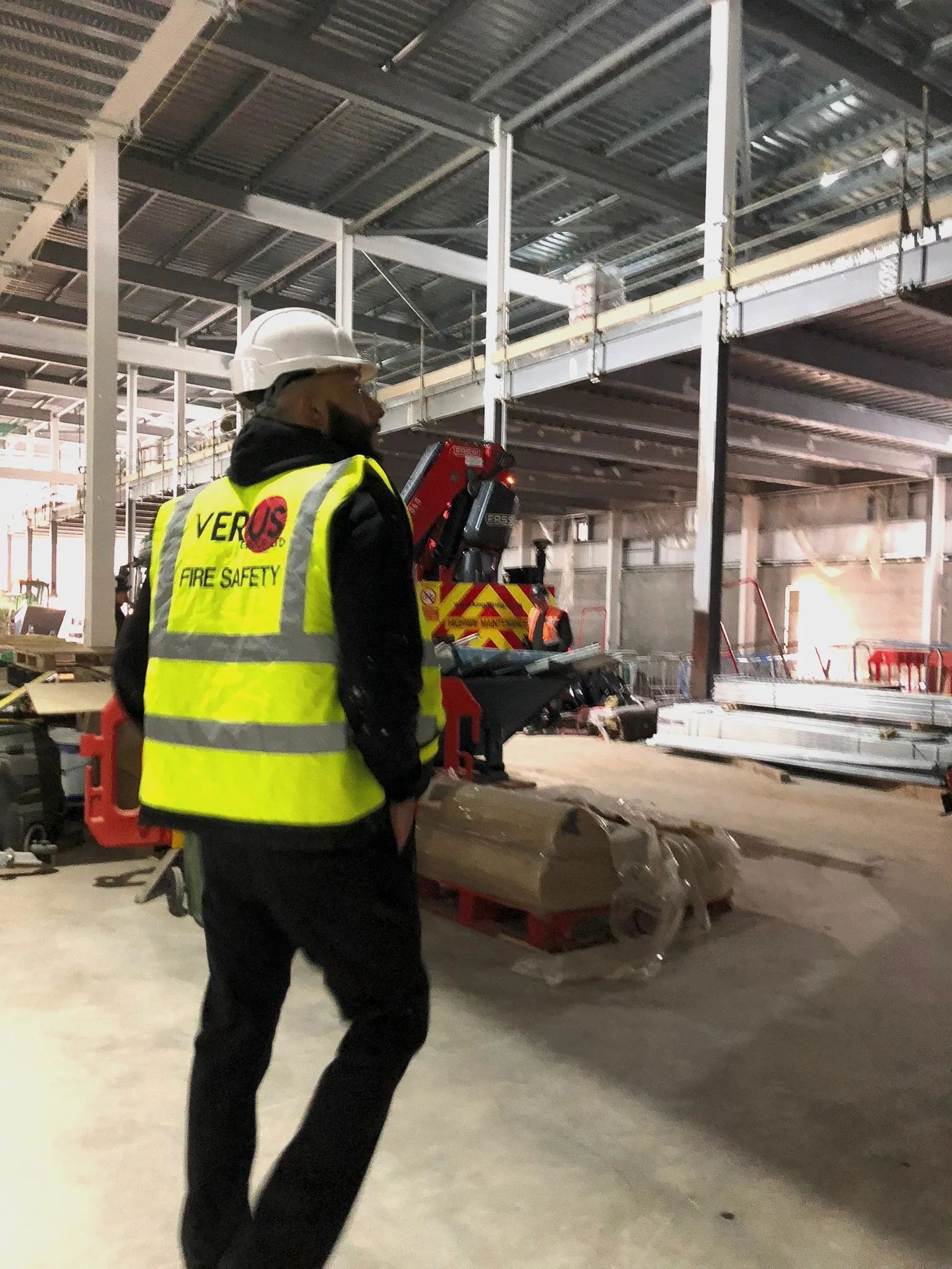 Verus Group fire safety technician inspecting a construction site