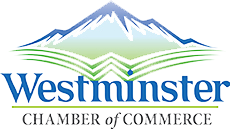 Westminster Chamber of Commerce logo with blue mountains and green hills above text