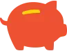 Orange piggy bank icon with a small yellow coin slot on top