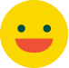 Yellow smiley face with red mouth and blue eyes