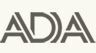 Gray ADA logo with stylized letters and a roofline shape above the text