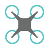 Gray and teal drone illustration.